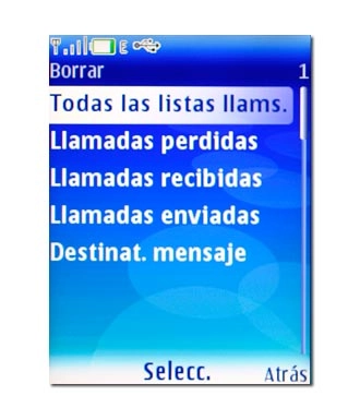 Vaya a Todas las listas llams. y pulse la tecla de navegación.