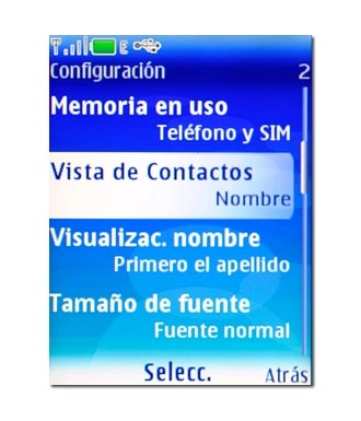 Vaya a Vista de Contactos y pulse la tecla de navegación.