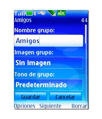Vaya a Nombre grupo y pulse Borrar para borrar posibles datos introducidos anteriormente.