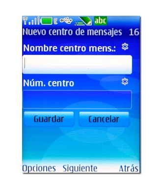 Vaya a Nombre centro mens. e introduzca Vodafone