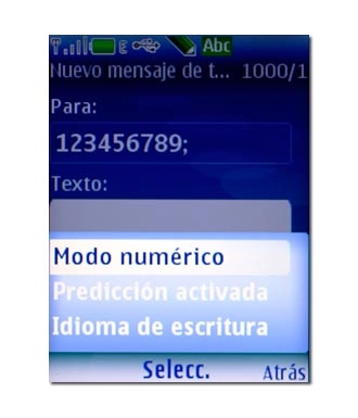 Vaya a Modo numérico y pulse la tecla de navegación.Escriba los números deseados.