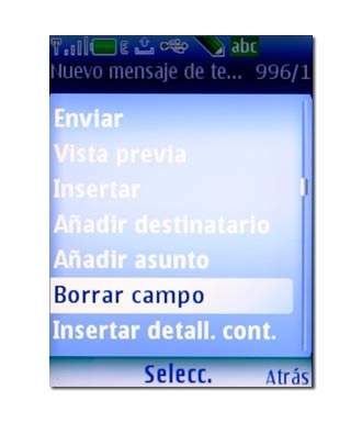 Vaya a Borrar campo y pulse la tecla de navegación.