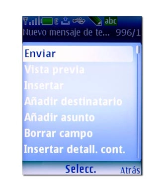 Vaya a Enviar y pulse la tecla de navegación.