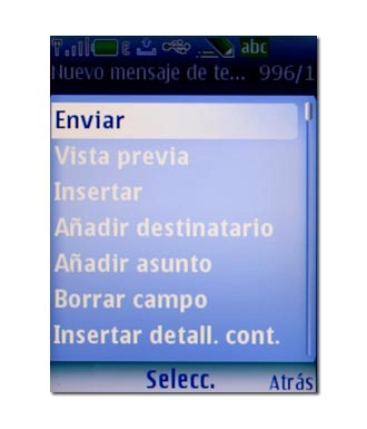 Vaya a Enviar y pulse la tecla de navegación.