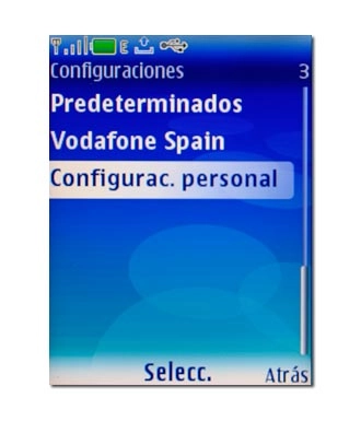 Vaya a Configurac. personal y pulse la tecla de navegación.