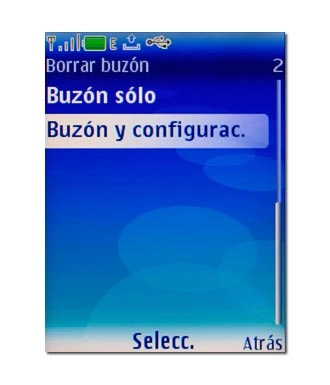 Vaya a Buzón y configurac. y pulse la tecla de navegación.