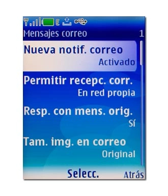 Vaya a Nueva nofit. correo y pulse la tecla de navegación.