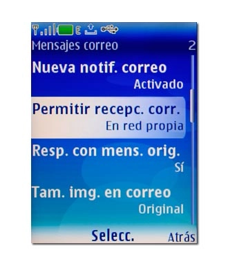 Vaya a Permitir recepc. corr. y pulse la tecla de navegación.