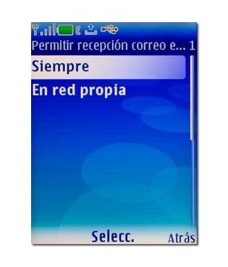 Elija Siempre o En red propia y pulse la tecla de navegación.