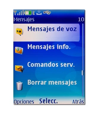 Vaya a Mensajes de voz y pulse la tecla de navegación.