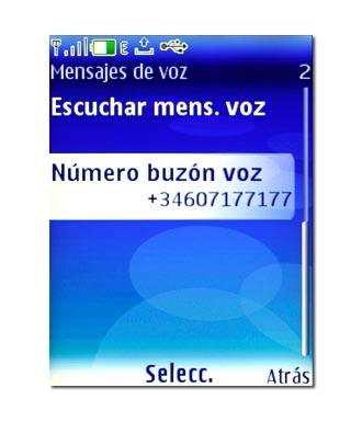 Vaya a Número buzón voz y pulse la tecla de navegación.