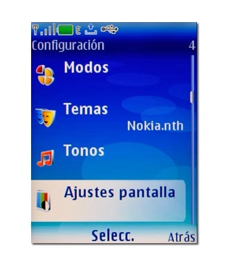 Vaya a Ajustes pantalla y pulse la tecla de navegación.