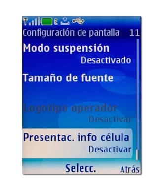 Vaya a Presentac. info célula y pulse la tecla de navegación.