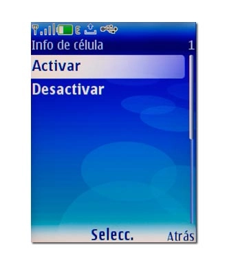 Elija Activar o Desactivar y pulse la tecla de navegación.El ajuste seleccionado aparece brevemente en la pantalla.