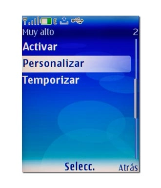 Vaya a Personalizar y pulse la tecla de navegación.