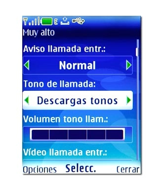 Si selecciona Descargas tonos:Siga las indicaciones de la pantalla para descargar el timbre de llamada deseado.