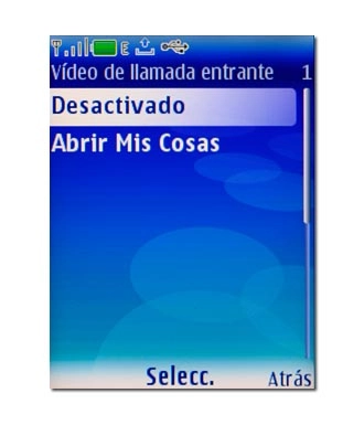 Elija Desactivado o Abrir Mis Cosas y pulse la tecla de navegación.