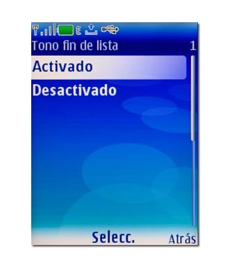 Elija Activado o Desactivado y pulse la tecla de navegación.