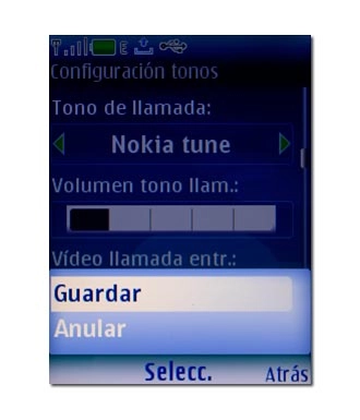 Vaya a Guardar y pulse la tecla de navegación.