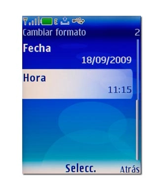 Vaya a Hora y pulse la tecla de navegación.