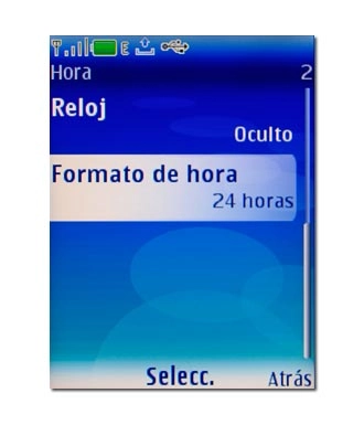 Vaya a Formato de hora y pulse la tecla de navegación.