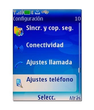 Vaya a Ajustes teléfono y pulse la tecla de navegación.