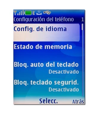 Vaya a Config. de idioma y pulse la tecla de navegación.