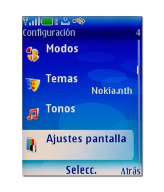 Vaya a Ajustes pantalla y pulse la tecla de navegación.