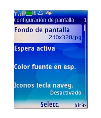 Vaya a Fondo de pantalla y pulse la tecla de navegación.