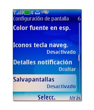Vaya a Salvapantallas y pulse la tecla de navegación.