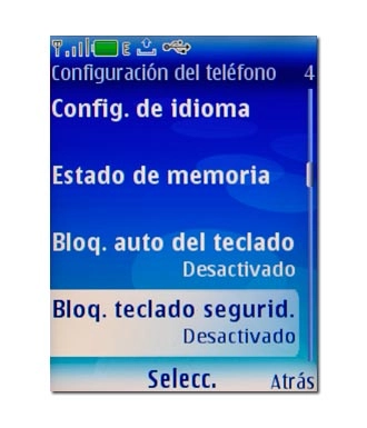 Vaya a Bloq. teclado segurid. y pulse la tecla de navegación.