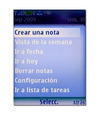 Vaya a Crear una nota y pulse la tecla de navegación.