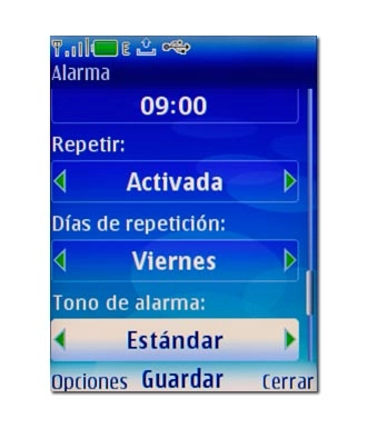 Vaya a Tono de alarma y pulse la tecla de navegación.
