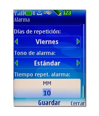 Vaya a Tiempo repet. alarma e introduzca la cantidad de minutos deseada.