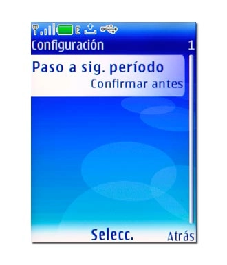 Vaya a Paso a sig. período y pulse la tecla de navegación.