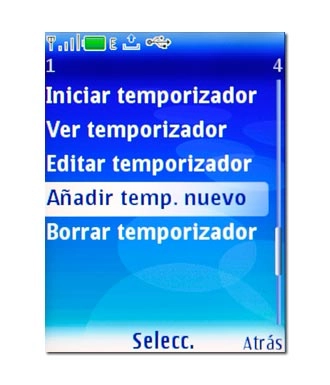 Vaya a Añadir temp. nuevo y pulse la tecla de navegación.