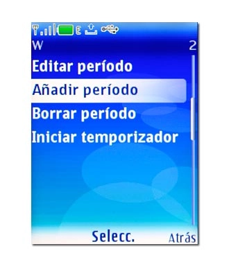 Vaya a Añadir período y pulse la tecla de navegación.