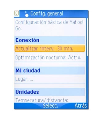 Elija uno de los ajustes siguientes:Actualizar interv.; 30 min.
