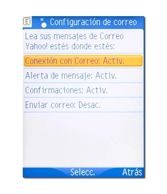 Elija uno de los ajustes siguientes:Conexión con Correo