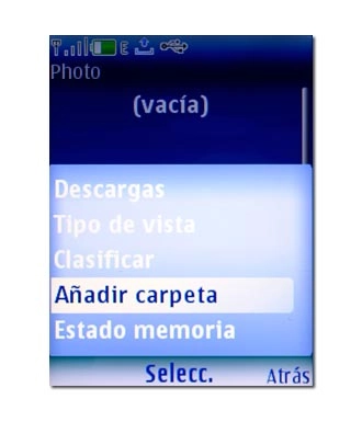 Vaya a Añadir carpeta y pulse la tecla de navegación.