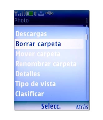 Vaya a Borrar carpeta o Borrar y pulse la tecla de navegación.
