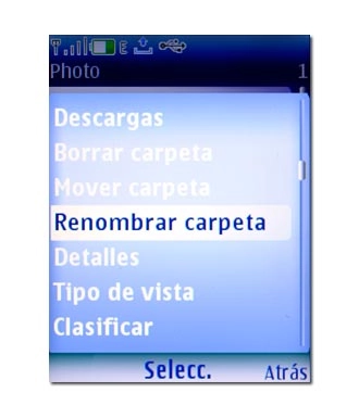Vaya a Renombrar carpeta o Renombrar y pulse la tecla de navegación.