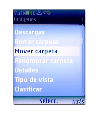 Vaya a Mover carpeta o Mover y pulse la tecla de navegación.