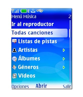 Vaya a Todas canciones y pulse la tecla de navegación.