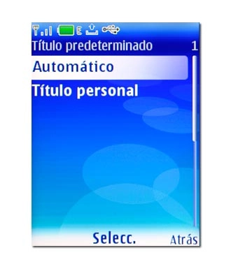 Elija Automático o Título personal y pulse la tecla de navegación.