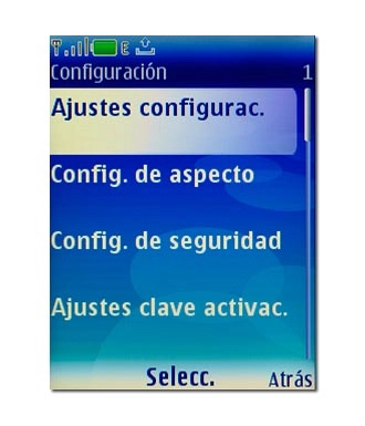 Vaya a Ajustes configurac. y pulse la tecla de navegación.
