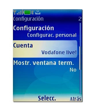 Vaya a Cuenta y pulse la tecla de navegación.