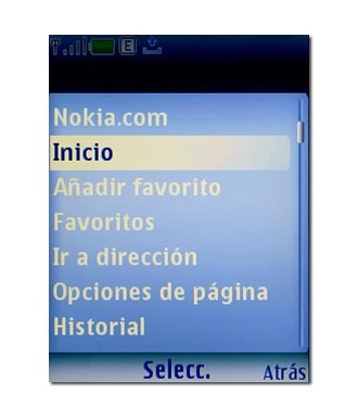 Vaya a Inicio y pulse la tecla de navegación.Espere unos instantes mientras se carga la página.