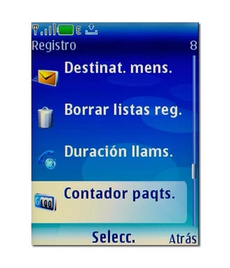 Vaya a Contador paqts. y pulse la tecla de navegación.