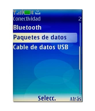 Vaya a Paquetes de datos y pulse la tecla de navegación.
